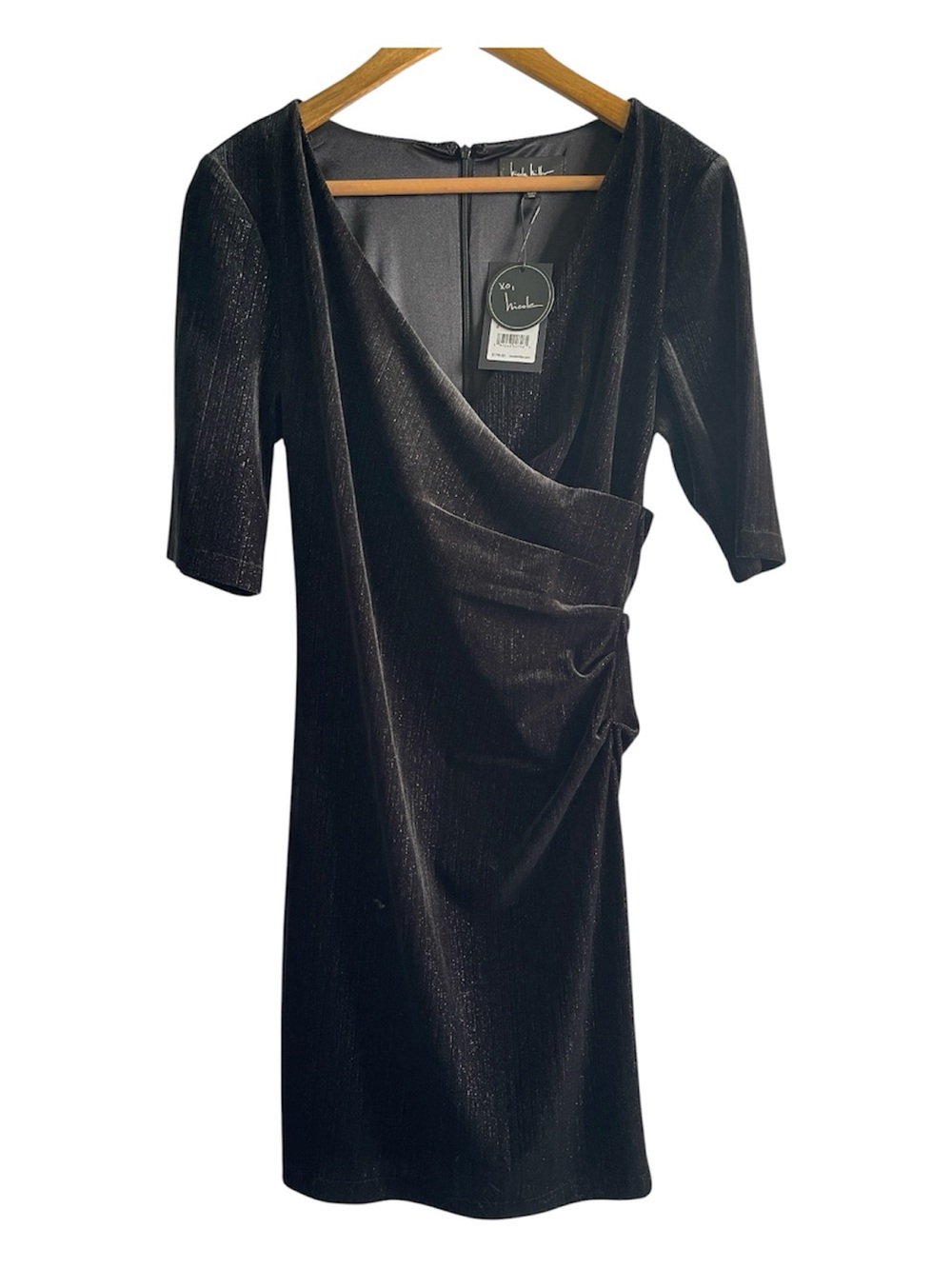 Nicole Miller Black Midi Dress with Subtle Sheen 40th Anniversary NWT size 8